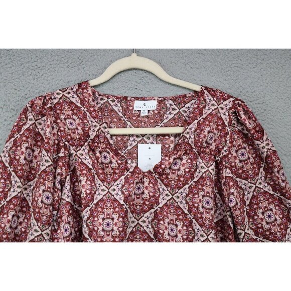 True Craft Geo Print Long Puff Sleeves Dress-Size Small-New w/Tags - Picture 4 of 10